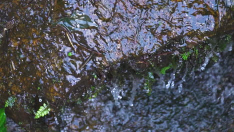 Nahaufnahme-Von-Sauberem-Wasser,-Das-Durch-Die-Felsen-Fließt