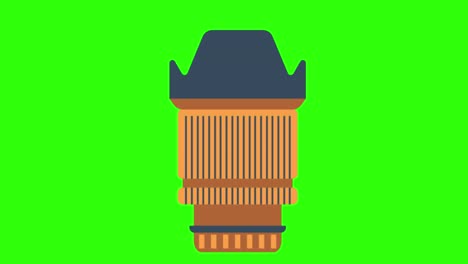 ilustración animada en 2d de una lente de una cámara en una pantalla verde
