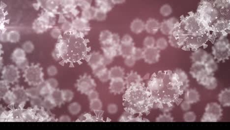 Animation-of-multiple-virus-cells-floating-on-brown-background