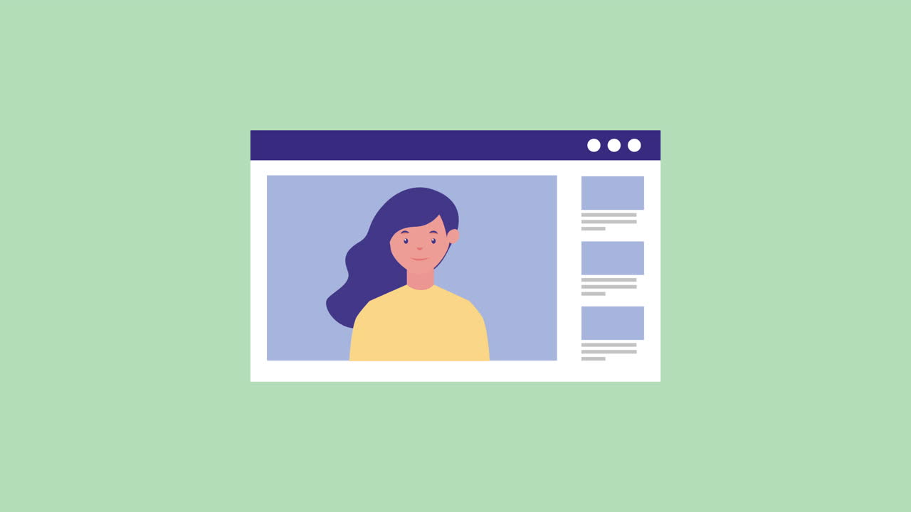 mujer de negocios en el personaje avatar de la plantilla de la página web