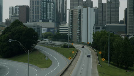 atlanta city skyline from highway overpass
