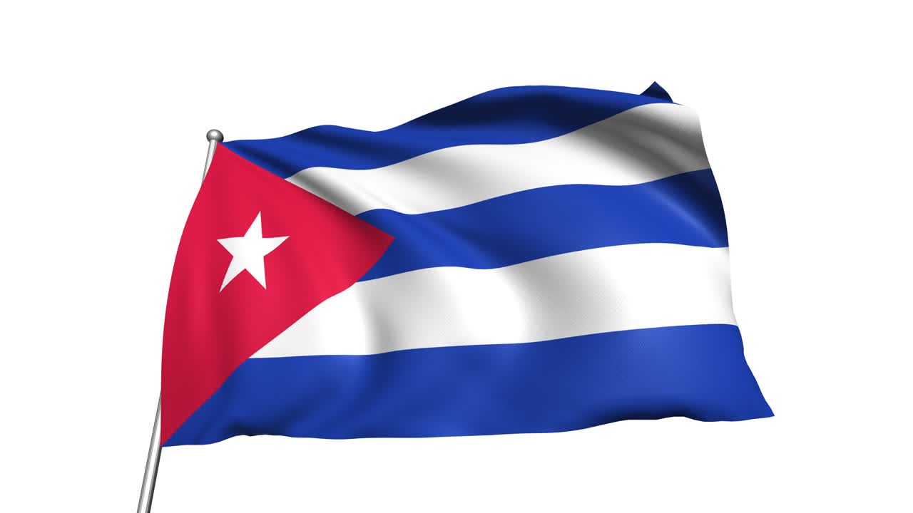 Bandiera di Cuba con struttura in tessuto al vento (canale alfa, ripetibile).
