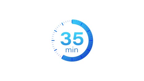 the 35 minutes timer. stopwatch icon in flat style. motion graphics.