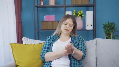 young woman with wrist pain.