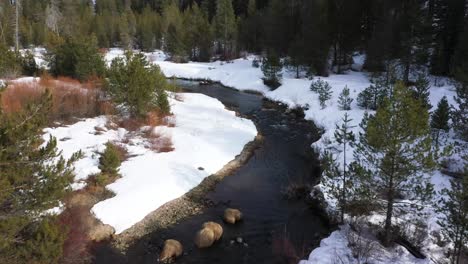 Escena-De-Invierno-Con-Arroyos-Y-Bancos-Nevados