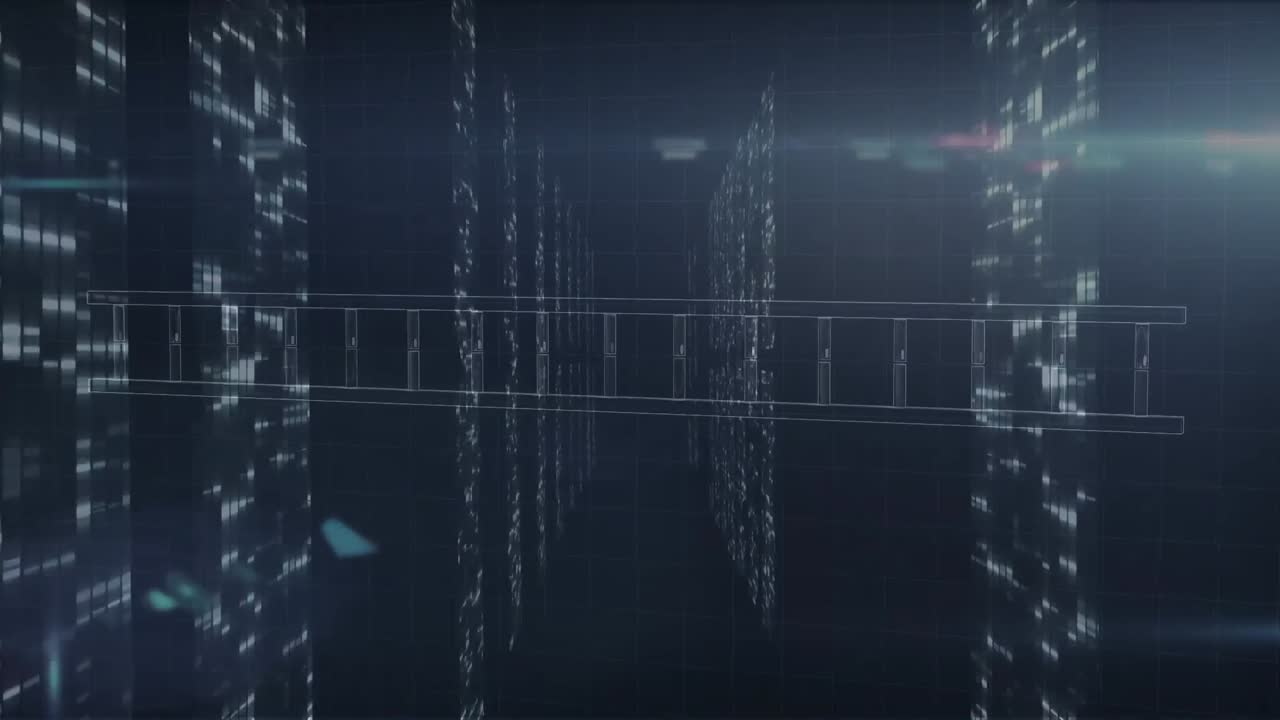 Animation of dna strand spinning and data processing over computer servers