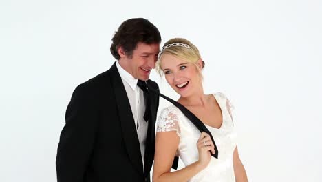 newlyweds having fun together