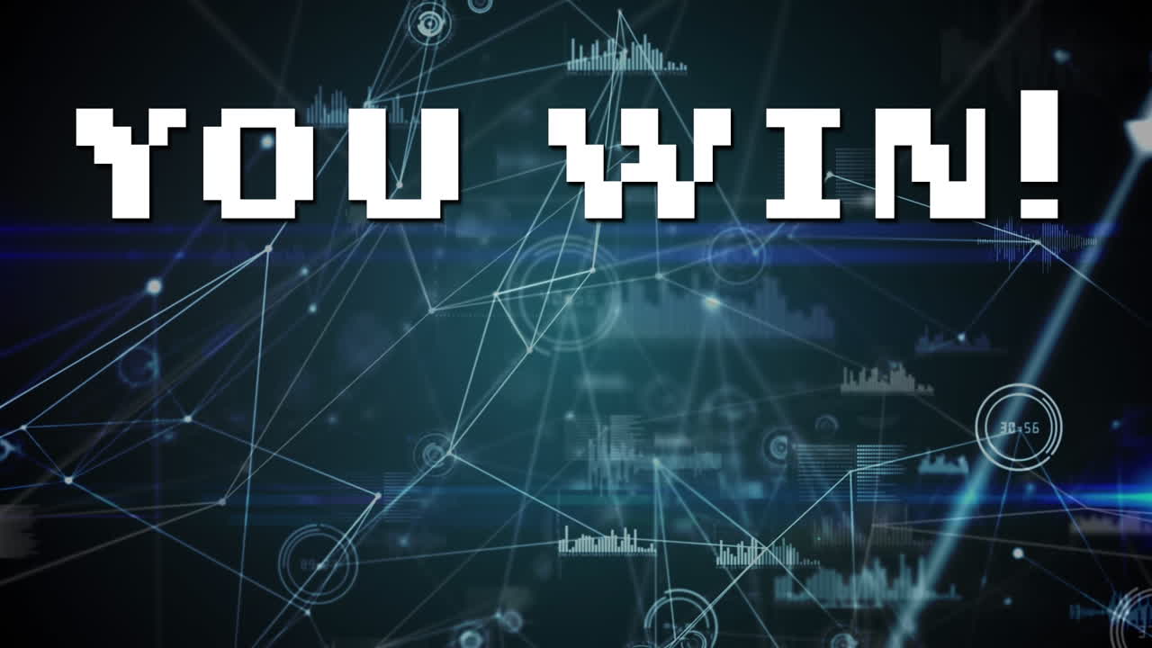 데이터 처리의 애니메이션과 검은색 배경에 텍스트를 얻습니다.