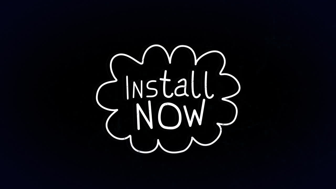 검은 바탕에 연결의 네트워크를 통해 이제 텍스트를 설치하는 애니메이션