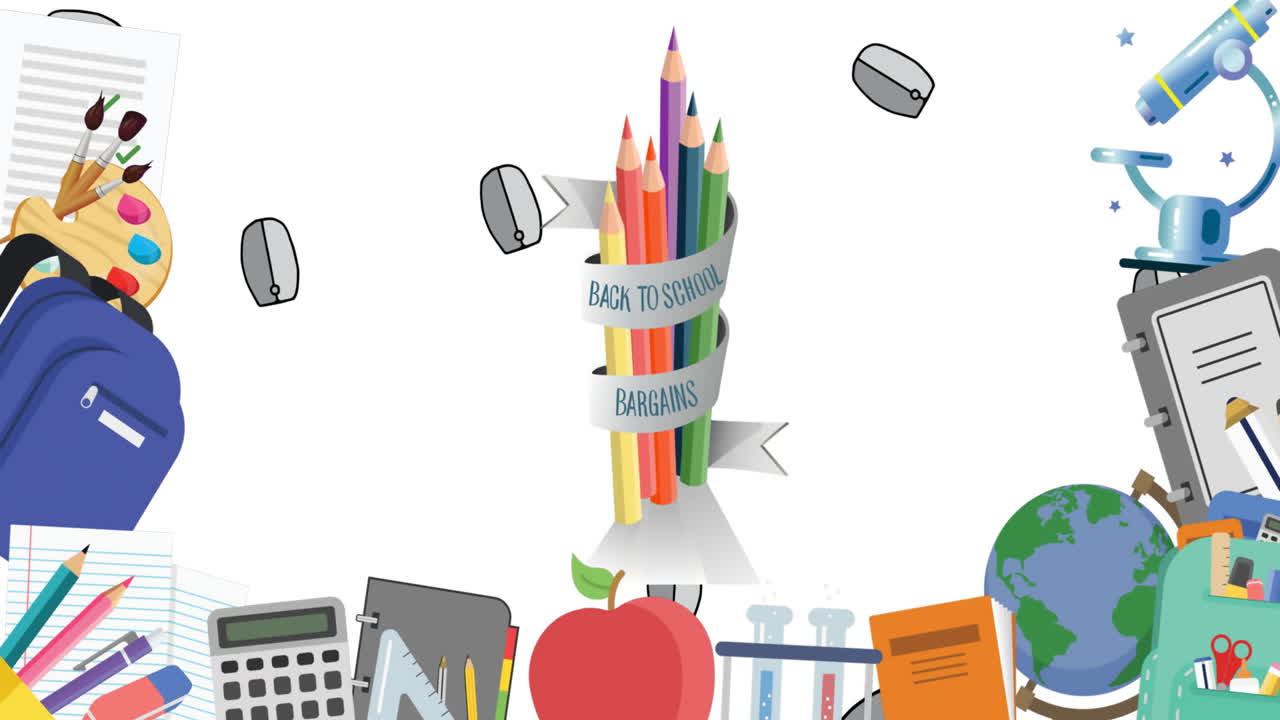 ⁇ 색 배경에 있는 학교 복귀 텍스트의 애니메이션