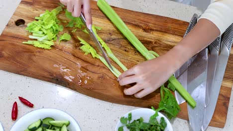 chopping celery
