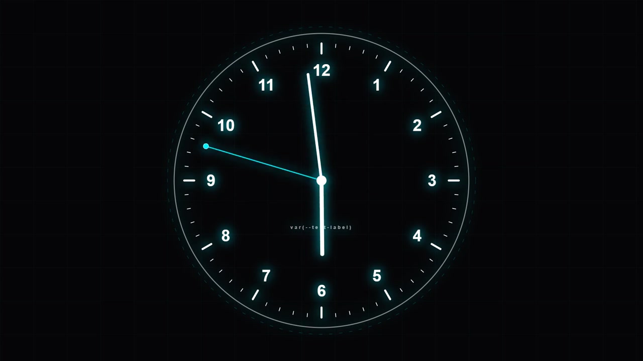 Digital Clock Face with Rapidly Moving Hands on Dark Background