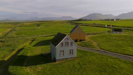 experience the peaceful charm of skagafjörður, where our drone footage showcases the idyllic setting of this historic viking village nestled in nature.
