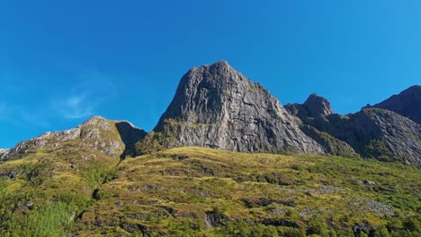 aerial of the peaks and hills near syvdefjorden in the vanylven municipality, norway