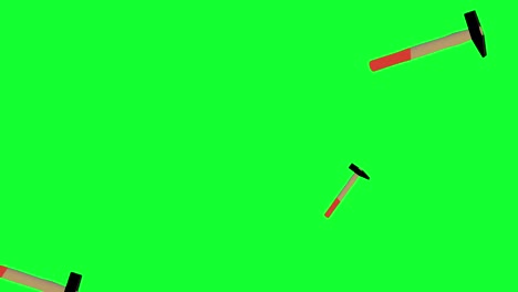 animación de grupo de herramientas de martillo en pantalla verde tecla de croma, elementos gráficos, bucle sin costuras