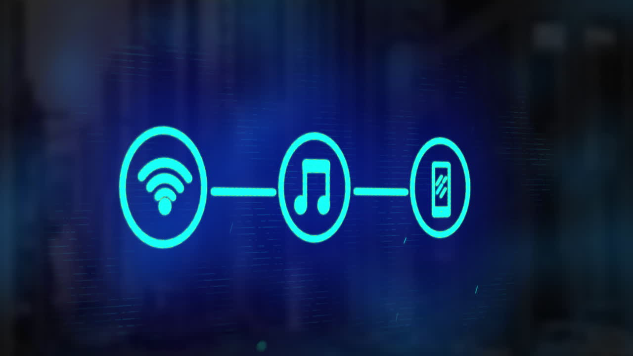 Rete di icone di connessione su sfondo blu