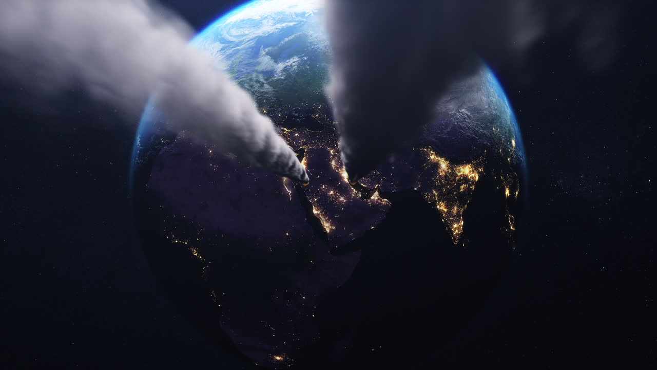 지구에 떨어지는 운석이나 소행성 지구 , 영화 영화 장면