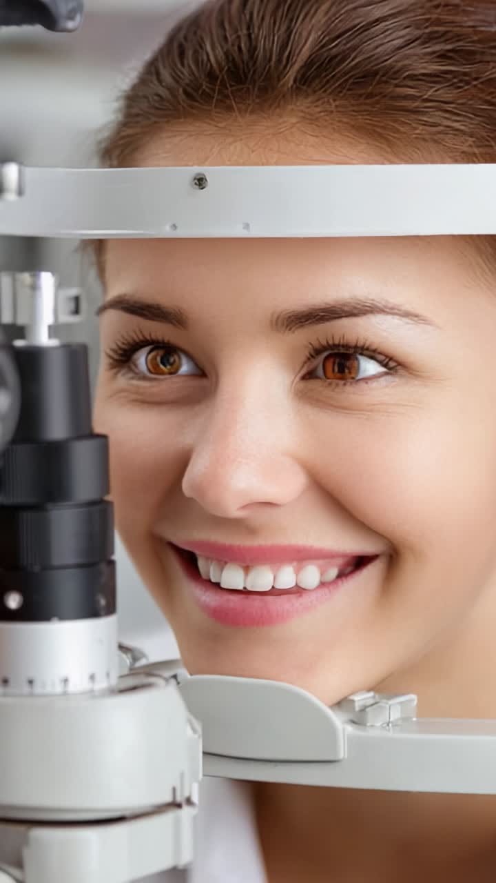 A Detailed Eye Examination: A Woman Undergoing Comprehensive Vision Testing with Advanced Optical Equipment for Clearer Sight and Eye Health Monitoring