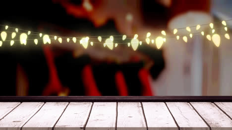 animación de luces de hadas sobre tablas de madera