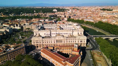 cinematic establishing shot of italian supreme court building - corte di cassazione in rome, italy