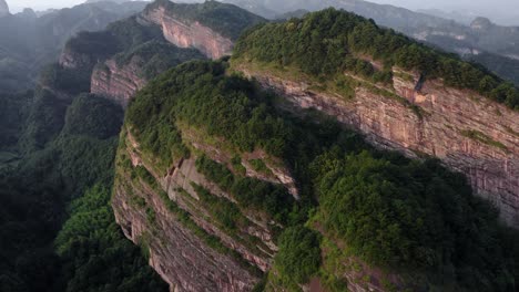 Amazing-Bajiao-Shan-mountain-valley-in-China,-dramatic-4K-aerial-view