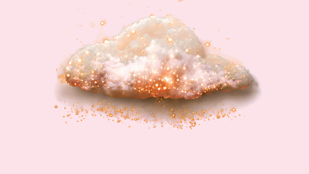 Magical cloud with sparkling lights animated overlay, transparent 4K video, alpha channel, ProRes