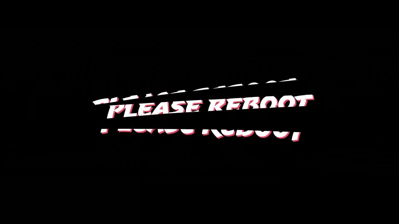 palabras por favor reiniciar escrito en mayúsculas y línea roja que pasa a través de él.