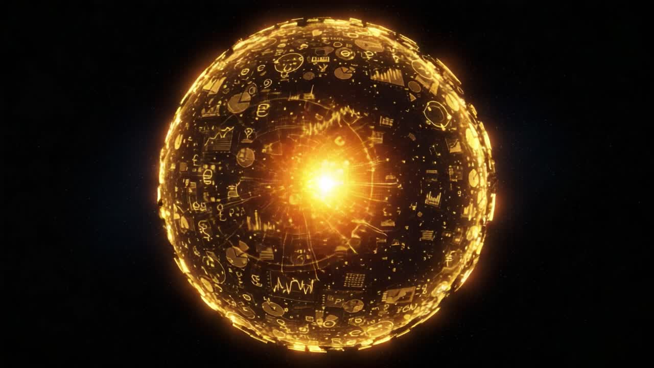 Dazzling Sphere of Light: A Radiant Visualization of Data Patterns and Abstract Concepts, Illuminating the Universe of Knowledge and Information