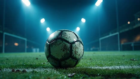 soccer ball on field at night