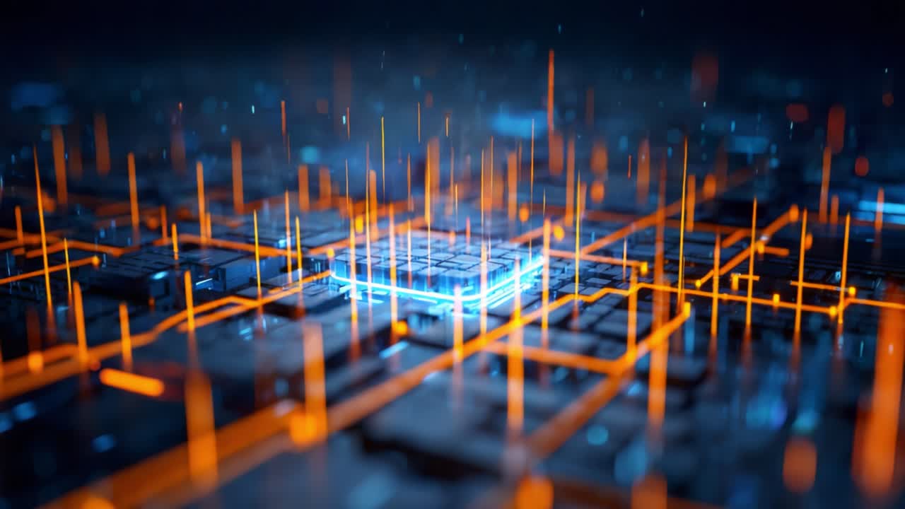 Exploring the Intricacies of Digital Technology Through a Stunning Visualization of a Circuit Board, Showcasing Luminous Elements and Complexity that Define Modern Electronics