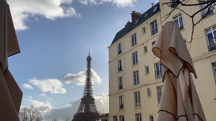 Eiffel Tower View from a Parisian Cafe