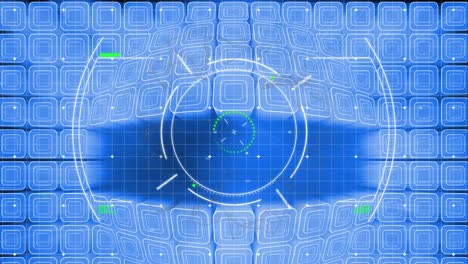 Animation-of-scope-scanning-over-blue-squares-and-network-of-connection