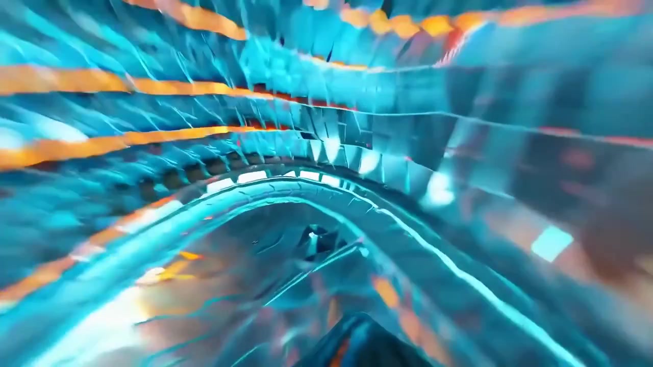 Fast Motion Through a Futuristic Neon Light Tunnel