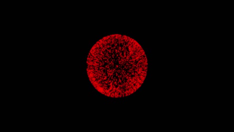 tecnología abstracta fondo de esfera roja hecho de líneas y puntos animados, partículas. modo de mezcla