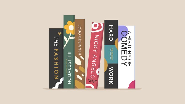 scaffale con libri di design colorati