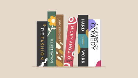 estantería con libros de diseño coloridos