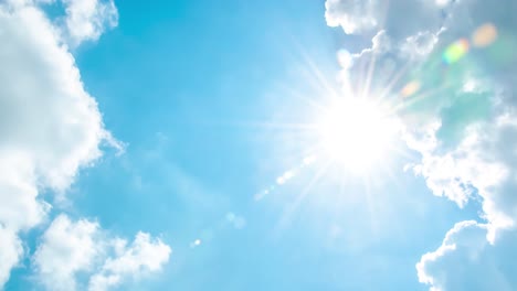 time lapse of cloudscape with bright sun shining and revealing itself behind clouds