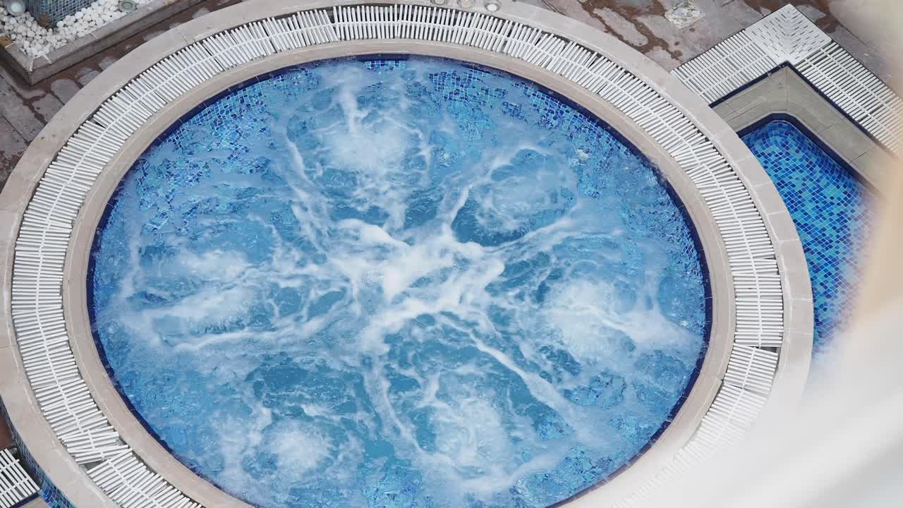 Overhead View of a Circular Hot Tub
