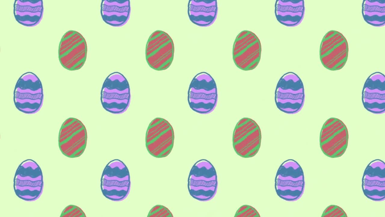 Animation of easter eggs on green background