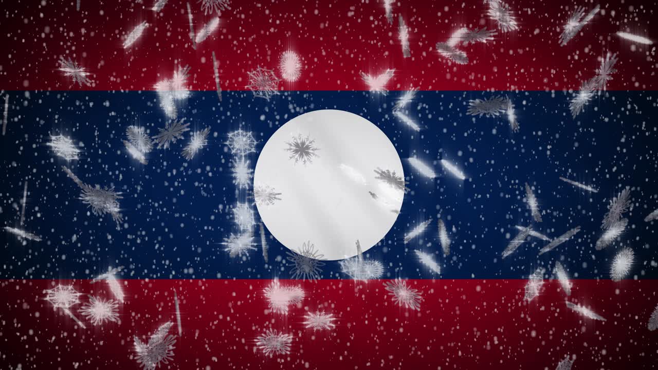 라오스 발이 눈을 고, 새해와 크리스마스 배경, 루프