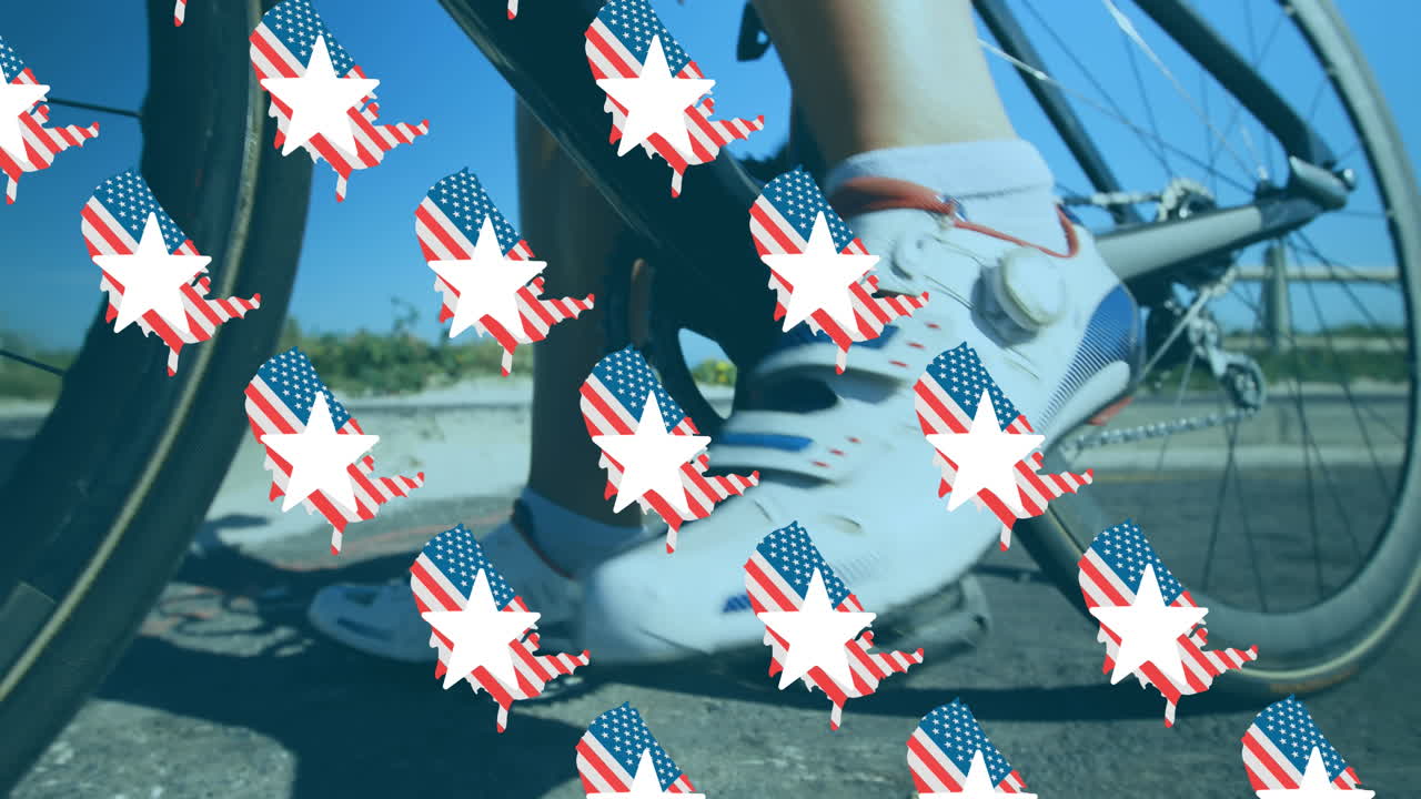미국  ⁇ 발과 별의 애니메이션 백인 여성 자전거 타기