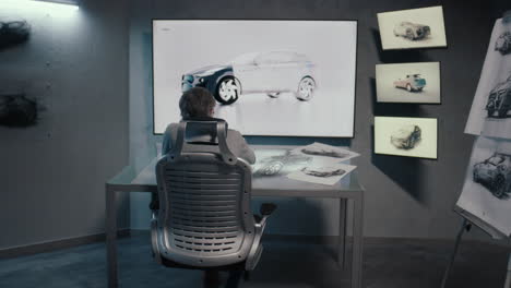 diseñador de automóviles en el trabajo