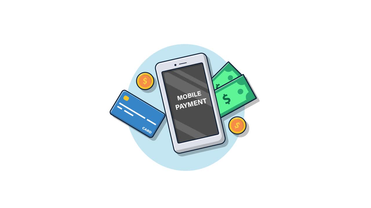 Mobile Payment Illustration with Smartphone, Money, and Credit Card