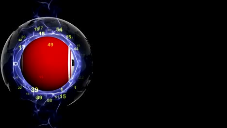 animación de texto de bingo alrededor de la bola de bingo, representación, fondo, bucle