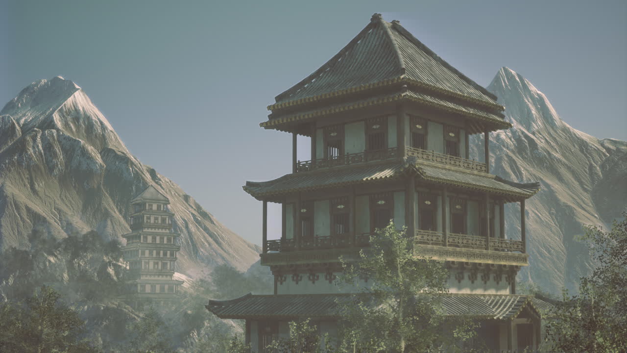 Exploring ancient architecture amidst majestic mountain landscapes