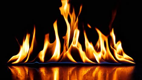 un primer plano de una llama de fuego en un fondo negro