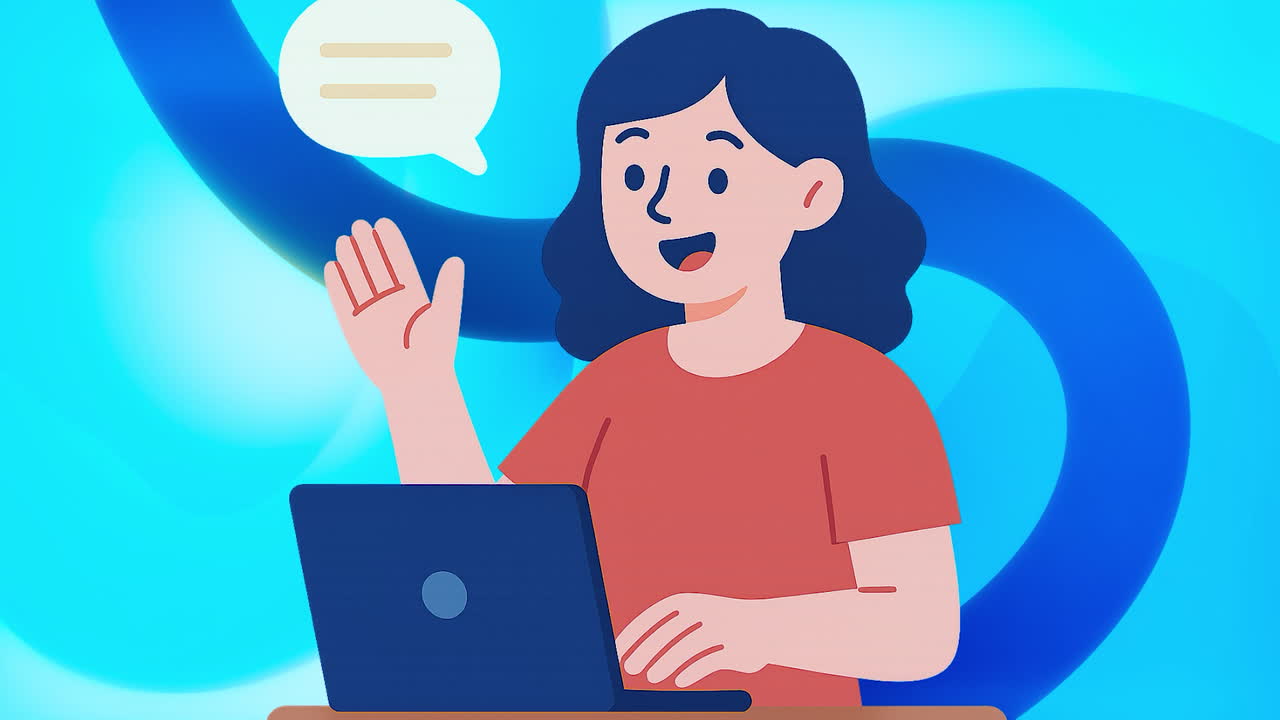 Woman on Laptop in Video Call