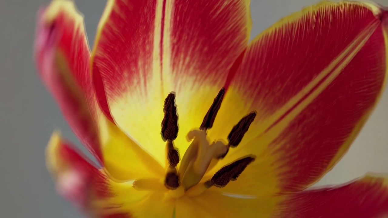 Primo piano di un fiore di tulipano rosso e giallo vivace