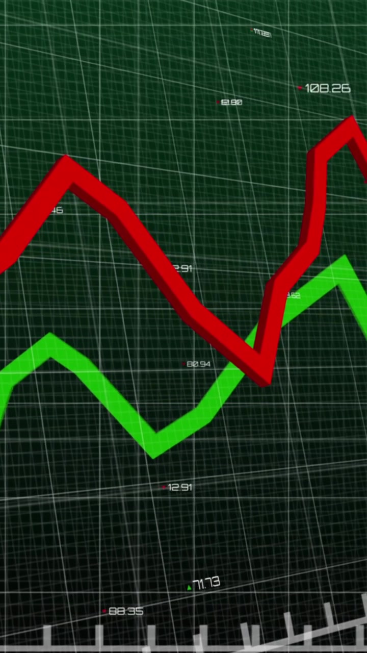 Animation of green line processing with numbers over grid
