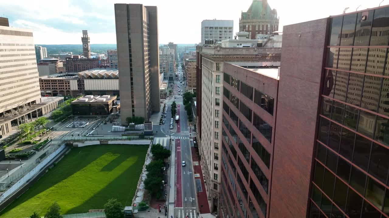 небоскребы в американском городе с высоты птичьего полета